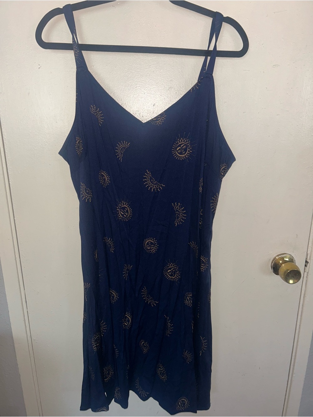 torrid Navy Slip Dress with Gold Celestial Print
